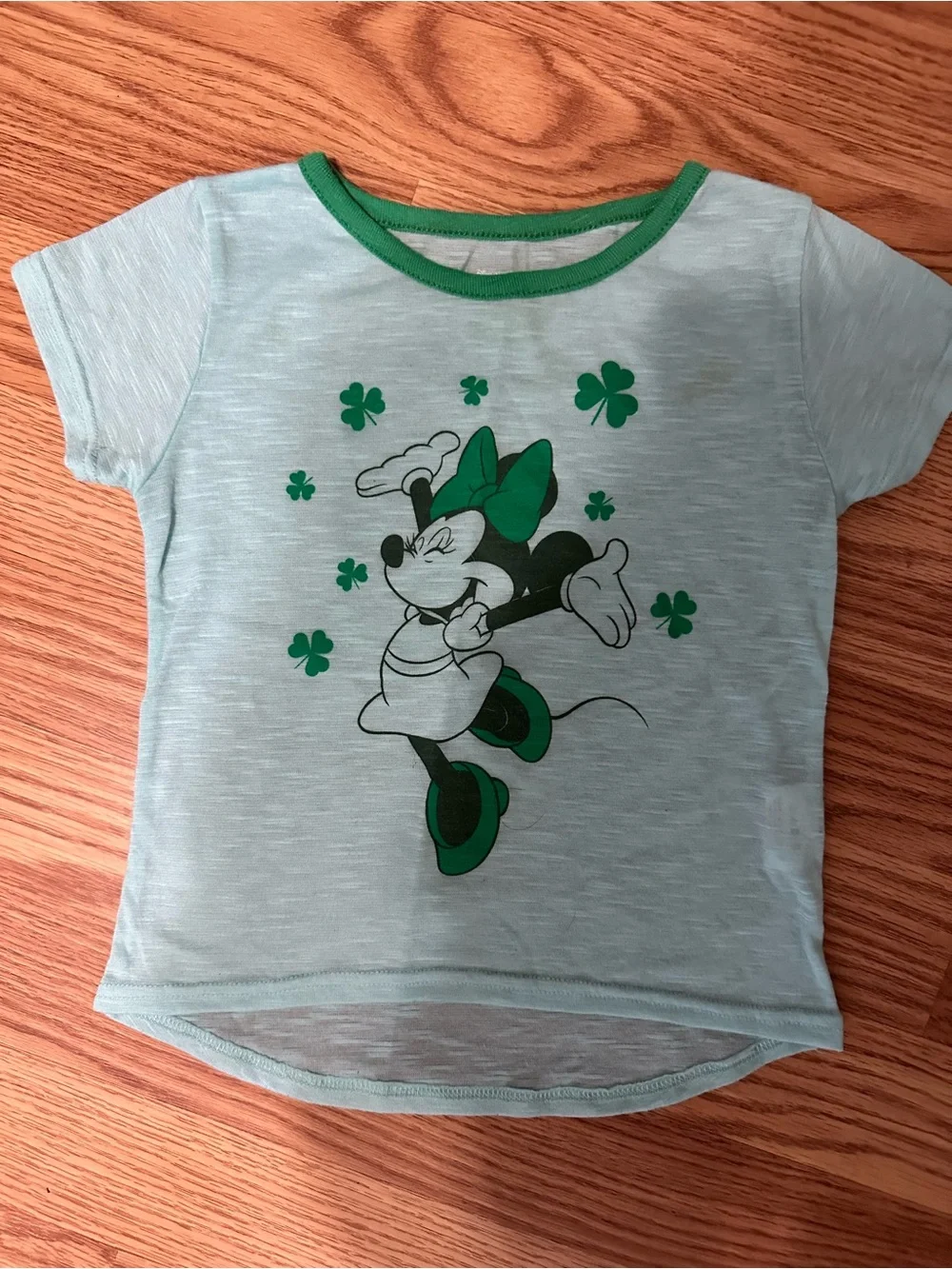 Disney Light Aqua Minnie Mouse Tee with Green Accents